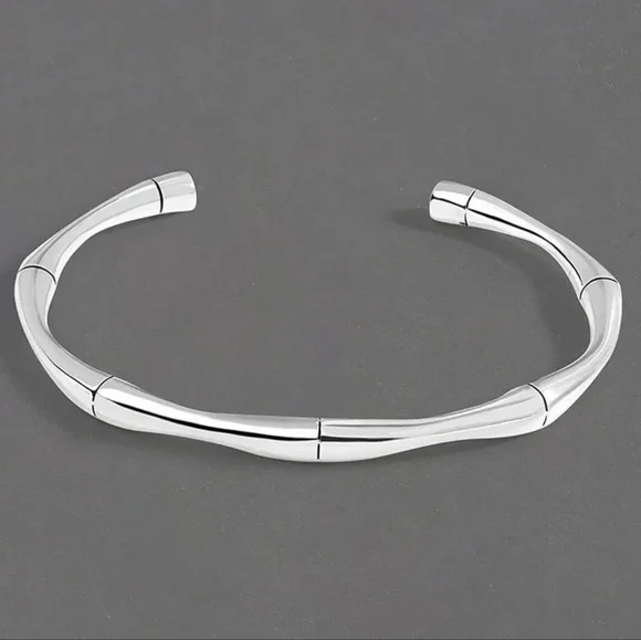 MEN | NEW Small Solid Bamboo S925 Adjustable Cuff Bracelet - Picture 3 of 16